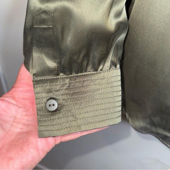 Ruti Sleek Olive Blouse 100% Silk for Women - Picture 6 of 9